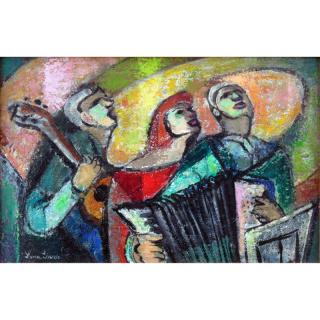 Appraisal: Lena Gurr American - Oil on Board Three Musicians Signed