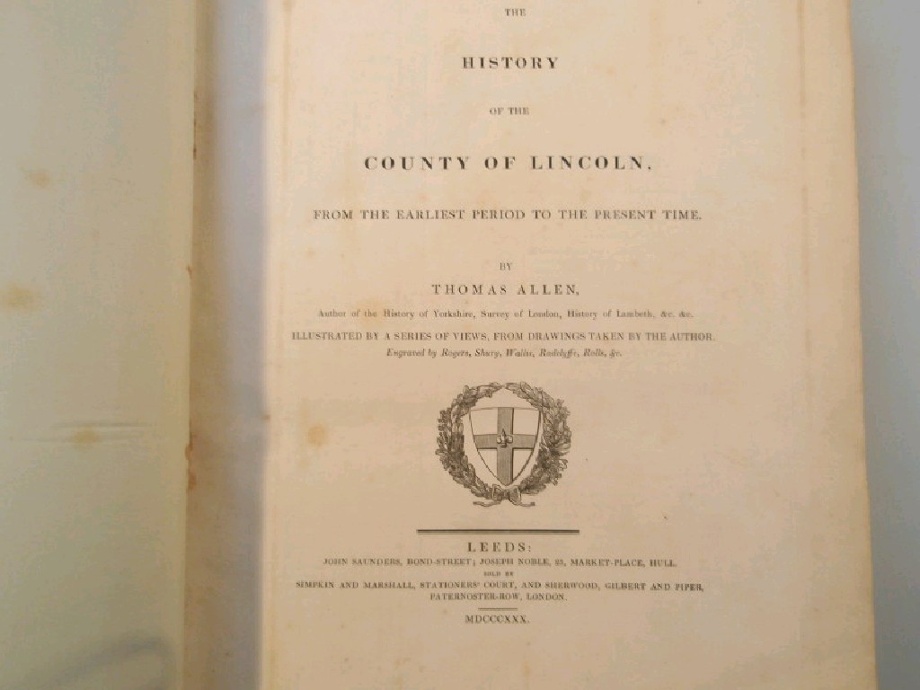 Appraisal: Allan Thomas The History of the county of Lincoln published