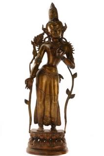 Appraisal: Tibetan Patinated Bronze Figure of Tara Tibetan th century A