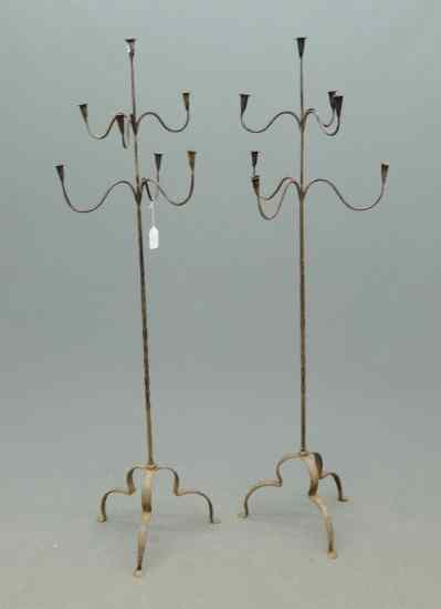 Appraisal: Pair iron floor torchieres '' Ht