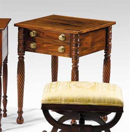 Appraisal: Classical mahogany stand Squared top with applied edge above two