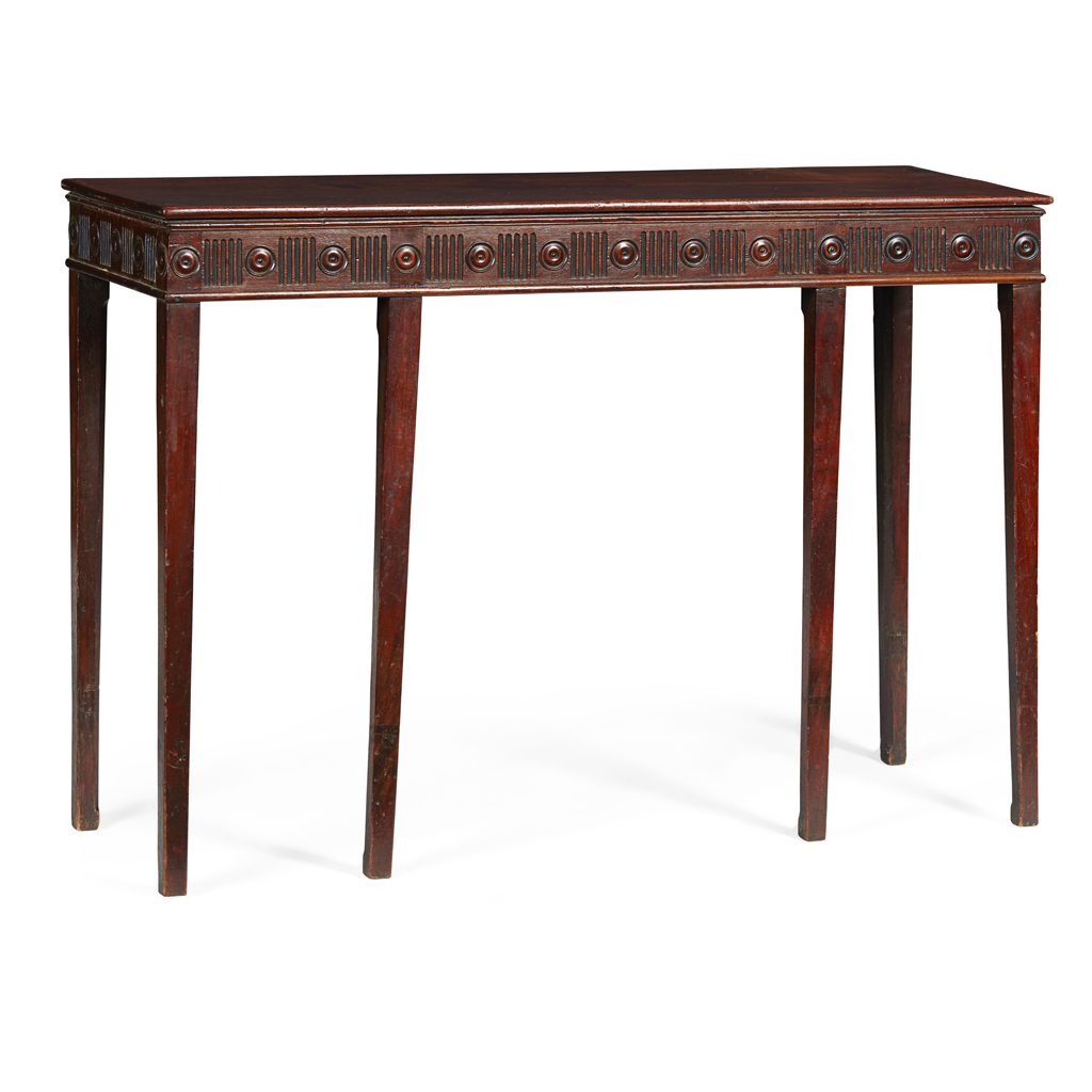 Appraisal: GEORGE III MAHOGANY CONSOLE TABLE TH CENTURY the rectangular top