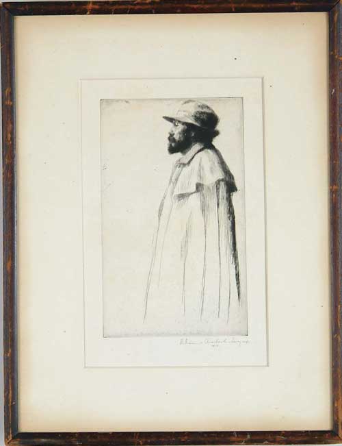 Appraisal: WILLIAM AUERBACH-LEVY American - MAN WITH CAPE AND HAT Original