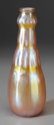 Appraisal: Tiffany Favrile Vase American early th century ribbed sid