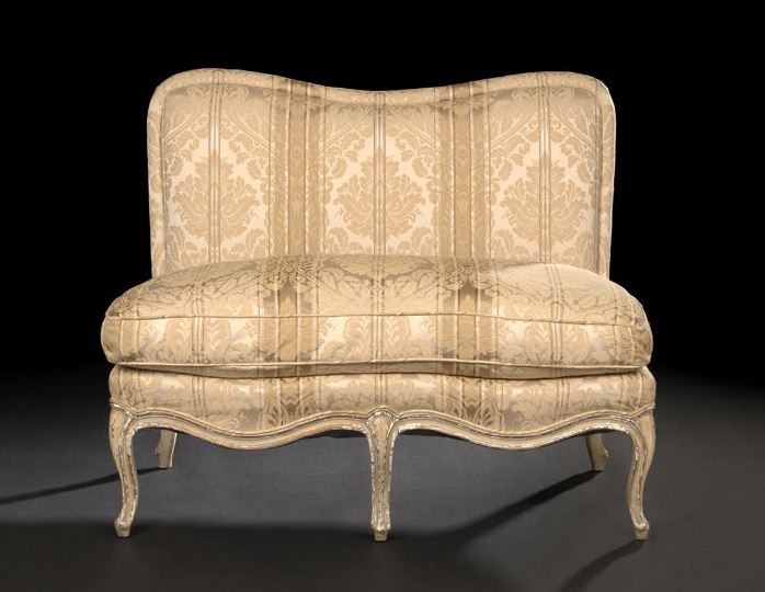 Appraisal: Louis XV-Style Polychromed and Upholstered Divan early th century the