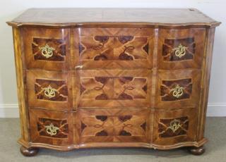 Appraisal: Fine Quality Vintage Parquetry Inlaid and Serpentine Front Commode Raised