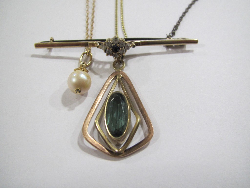 Appraisal: Lot comprising an early th century ct gold green tourmaline