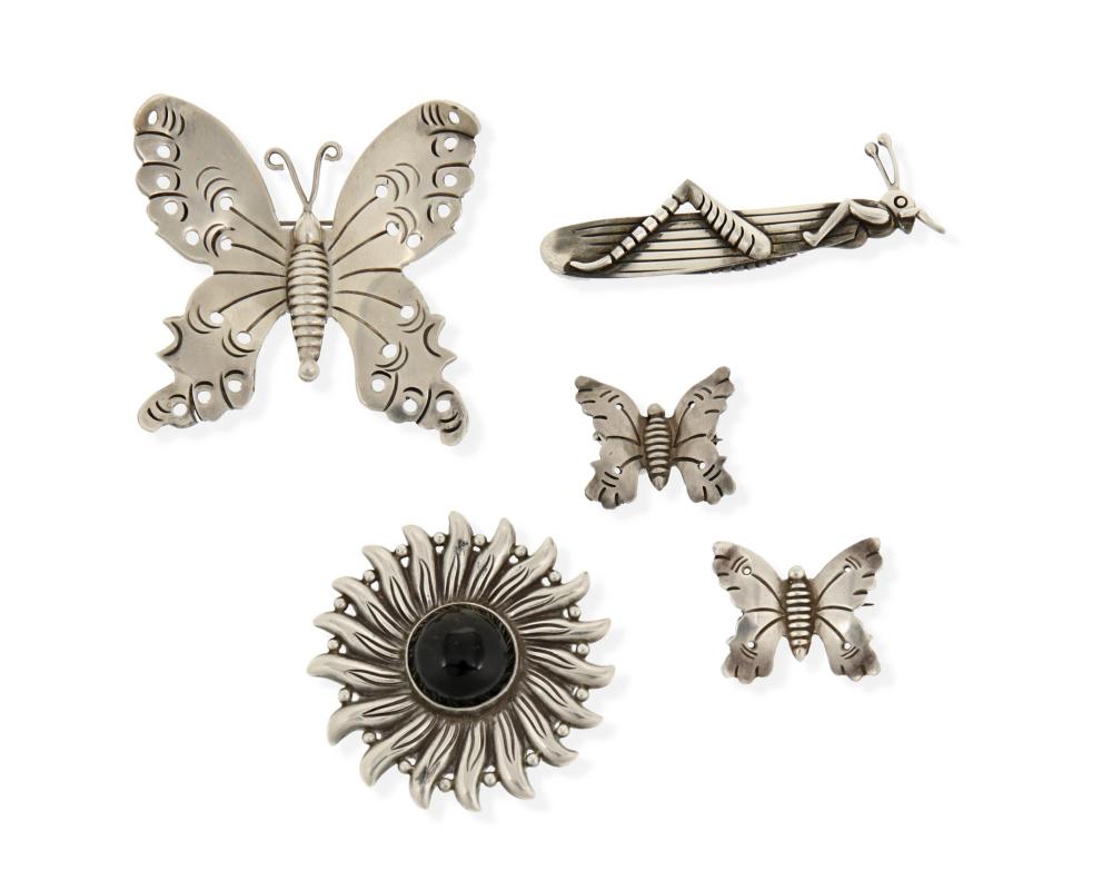 Appraisal: A group of silver brooches by H ctor Aguilar -