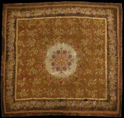 Appraisal: CHARLES X MEDALLION RUG The grape floral rondel on oatmeal