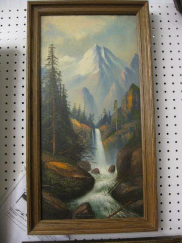 Appraisal: Cruz Joseph J Eaglehart Oil on Canvas Yosemite Village waterfall