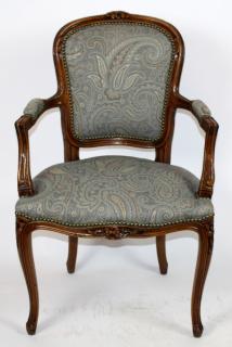 Appraisal: Louis XV armchair in walnut with paisley upholstery h x