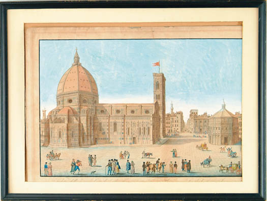 Appraisal: VIEW OF THE FAMOUS CATHEDRAL OF FLORENCE Colored engraving shows