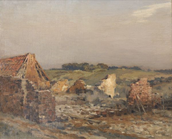 Appraisal: JEAN CHARLES CAZIN FRENCH - x Farmhouse Ruins Oil on