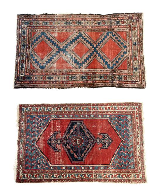 Appraisal: TWO ORIENTAL RUGS Twentith century Hamadan with medallion on a