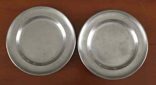 Appraisal: Two Philadelphia pewter plates ca bearing the touch of Blakeslee