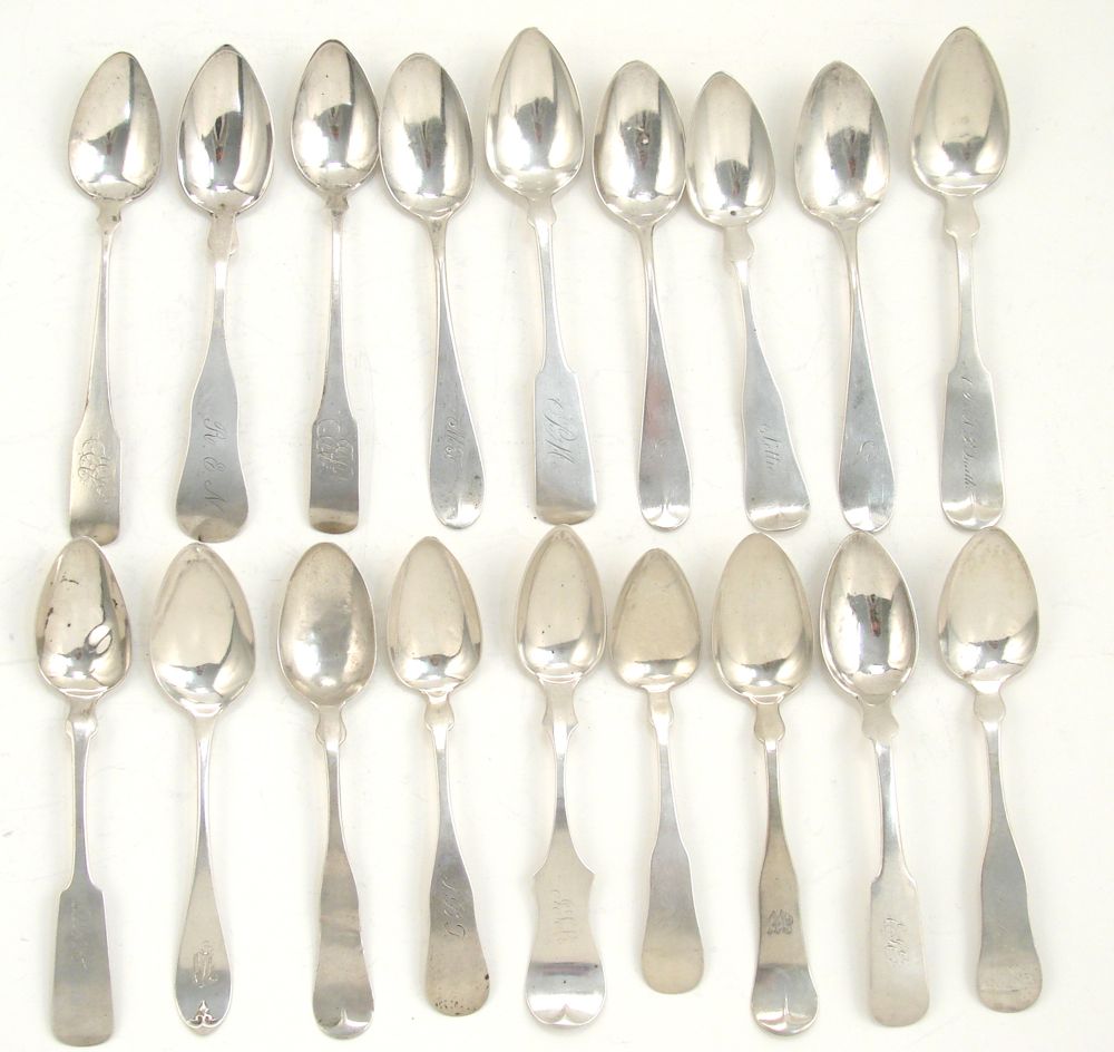 Appraisal: LOT OF COIN SILVER TEASPOONS AND COFFEE SPOONS th CenturyBy