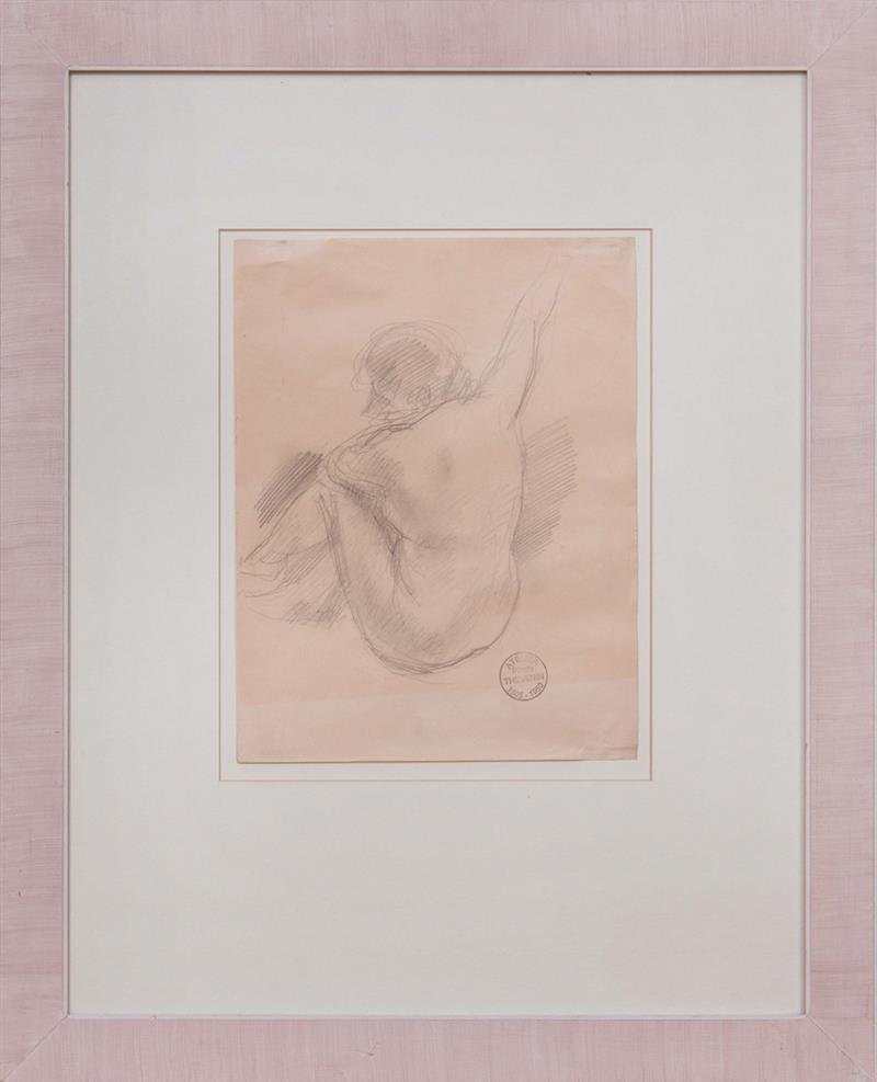 Appraisal: PIERRE TH VENIN - SEATED NUDE Pencil on paper with