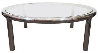 Appraisal: th C Modern Tubular Chrome Coffee Table Round with glass