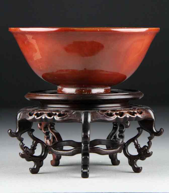 Appraisal: Fine Chinese Carved Carnelian BowlOf circular-form with slightly everted lip