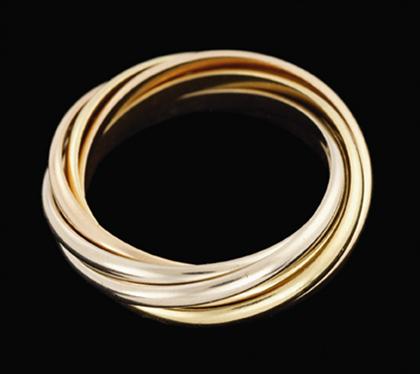 Appraisal: karat gold seven band tricolor ring Cartier Accompanied by original