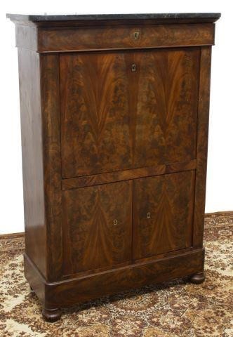 Appraisal: French Empire style marble-top mahogany fall-front desk th c single