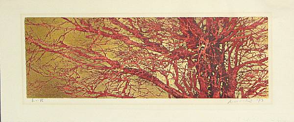 Appraisal: Joichi Hoshi - One modern print Entitled Akai eda Red