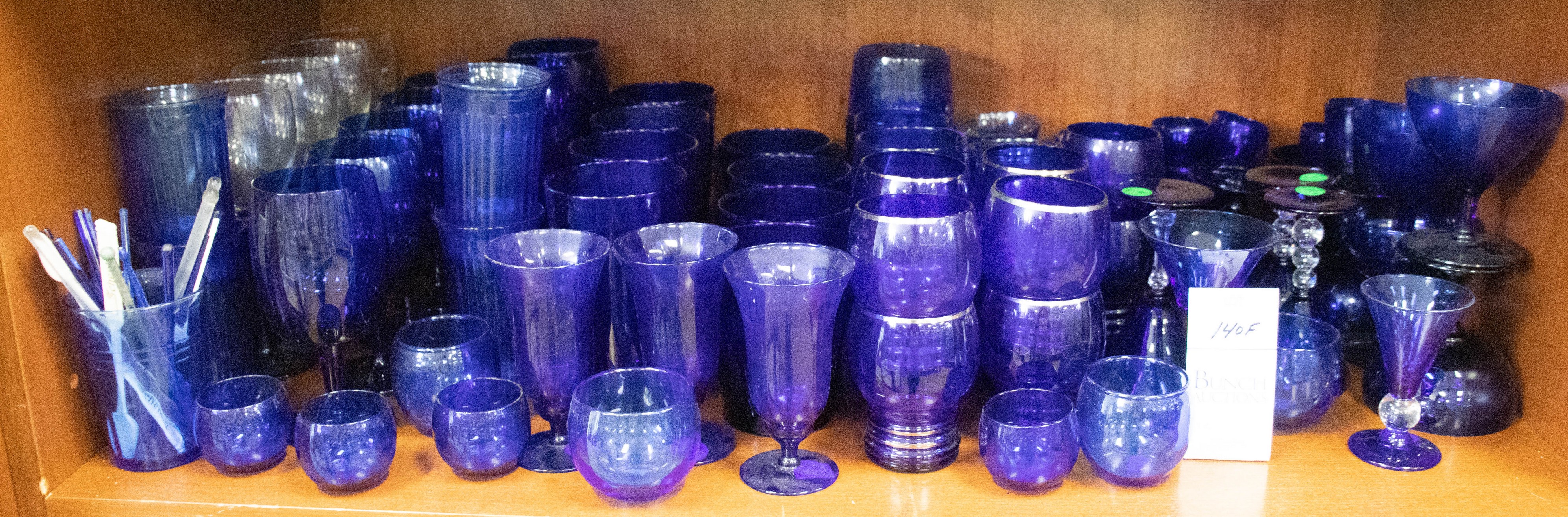 Appraisal: Pcs blue glassware c o - goblets - blue stem