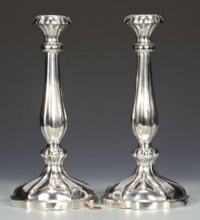 Appraisal: Silver Candlesticks Memphis mark Pair of Austrian silver candlesticks retailed