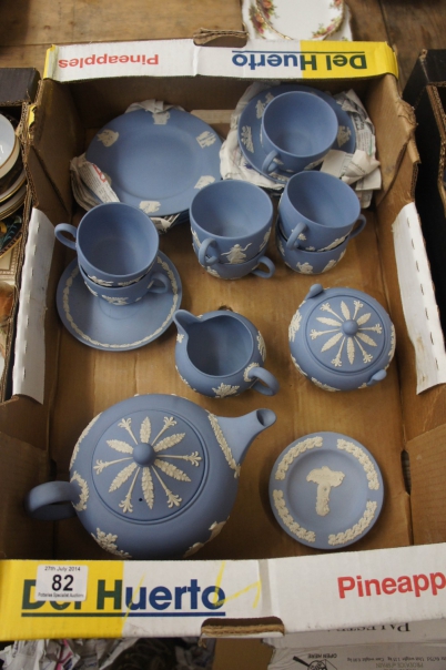 Appraisal: A Wedgwood blue Jasperware tea set