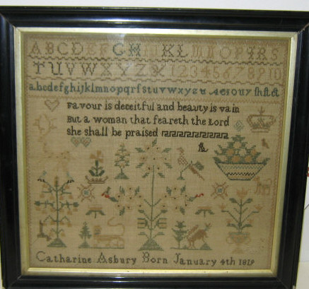 Appraisal: ANTIQUE AMERICAN SAMPLER Executed by Catharine Asbury born January th