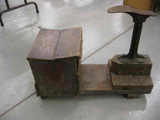 Appraisal: Shoe Shine Stand with tools and extras