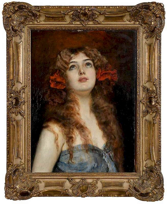 Appraisal: Leopold Schmutzler German Portrait of Young Beauty signed upper right