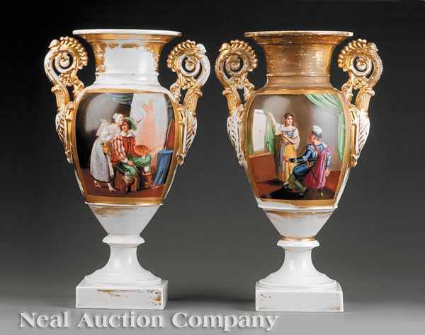 Appraisal: A Good Pair of Paris Gilt and Polychrome Porcelain Vases