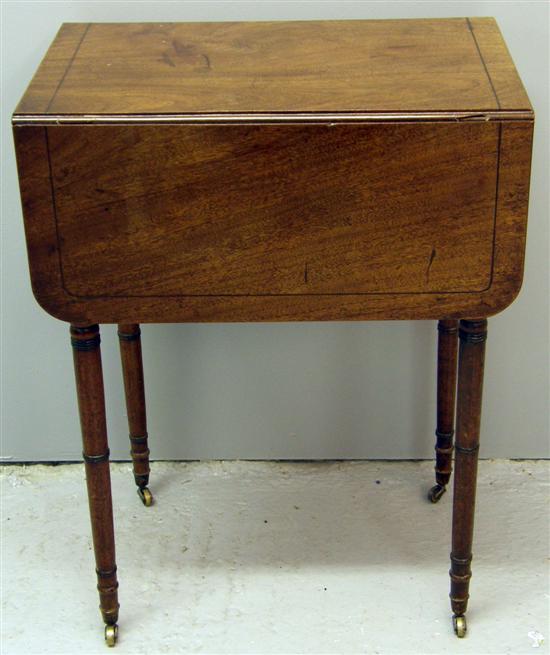 Appraisal: George III mahogany work table a double drawer flanked by