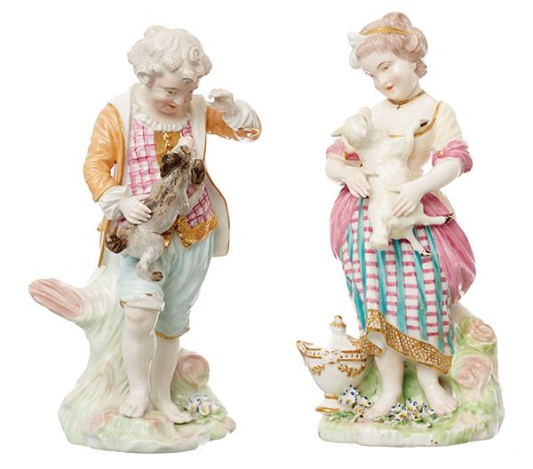 Appraisal: A PAIR OF DERBY 'FRENCH SHEPHERD' PORCELAIN FIGURES CIRCA Modelled