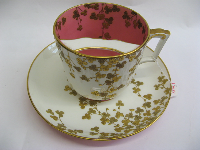 Appraisal: BROWNFIELD CHINA TIFFANY CO PORCELAIN LARGE MOUSTACHE CUP AND SAUCER