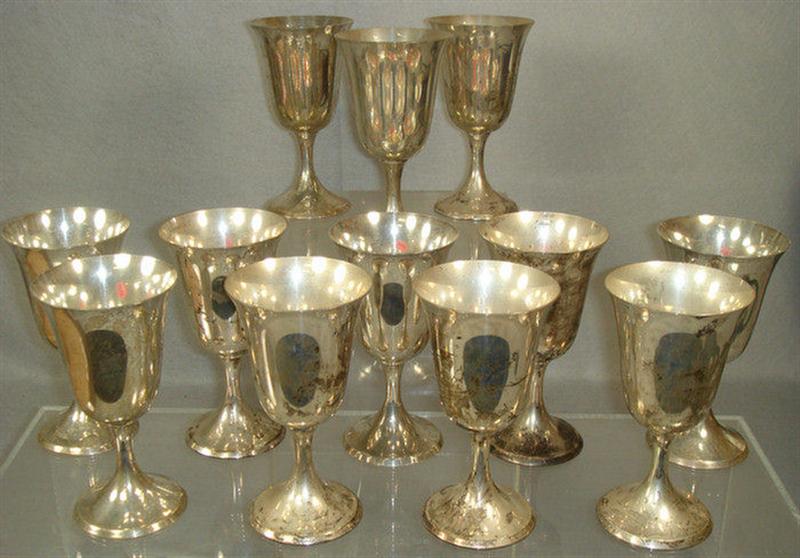 Appraisal: Stieff sterling silver wine goblets numbered - h no mono