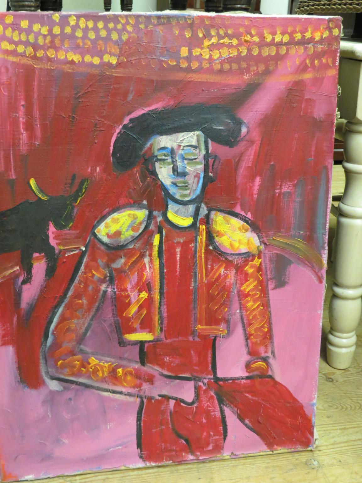 Appraisal: Colin Selley - two frameless oils on canvas Spanish matador