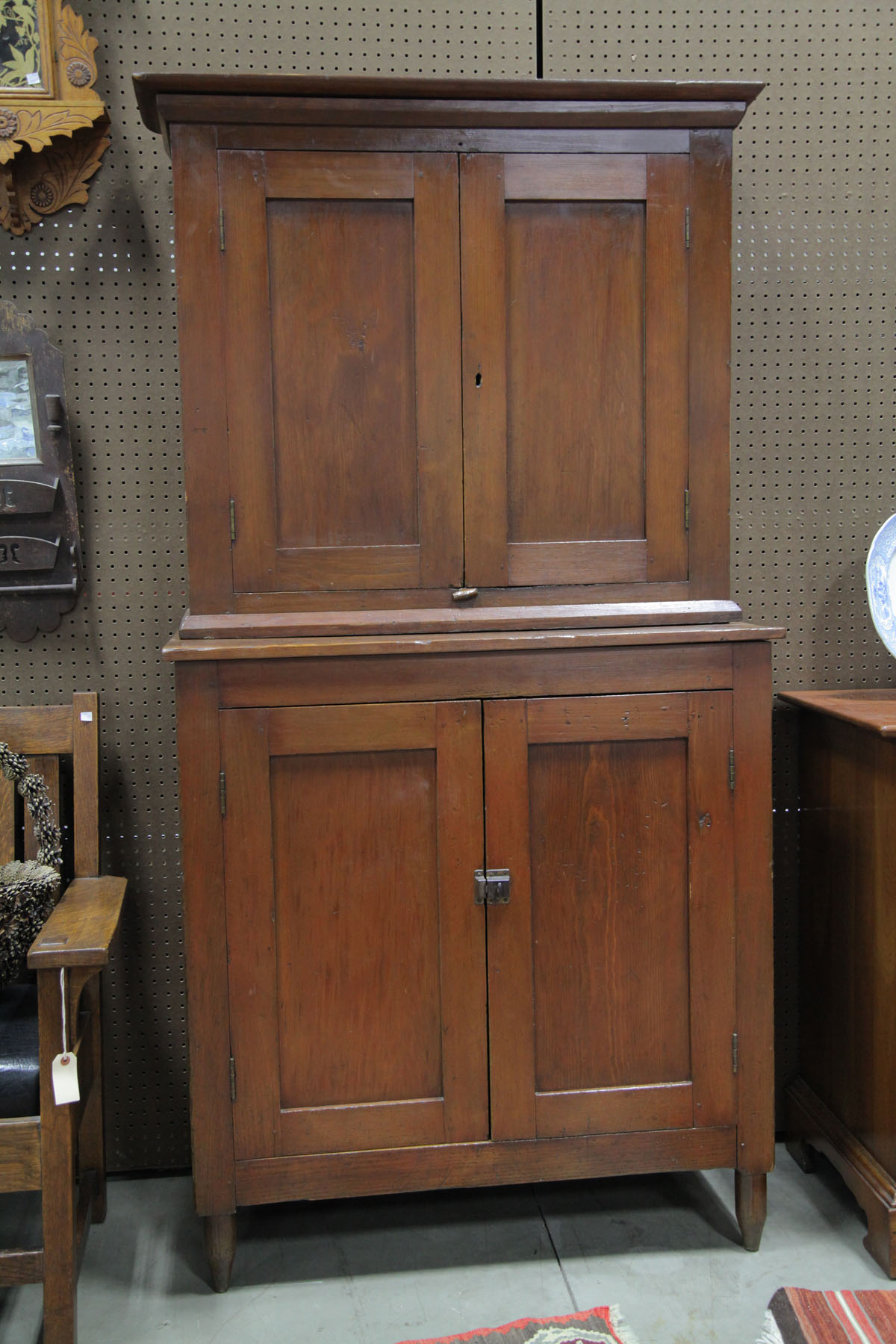 Appraisal: TWO PIECE STEPBACK CUPBOARD American mid to late th century