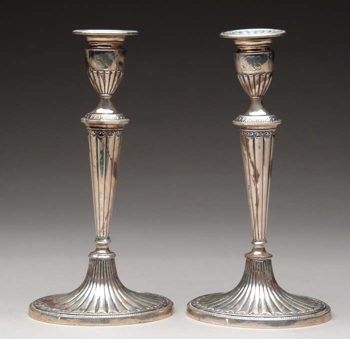 Appraisal: PAIR OF GORHAM STERLING CANDLESTICKS Federal style weighted candlesticks with