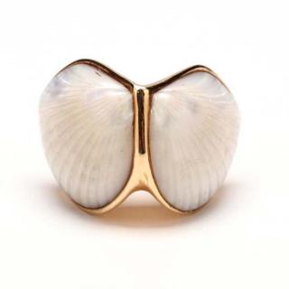 Appraisal: KT Gold and Double Shell Ring Marguerite Stix circa s