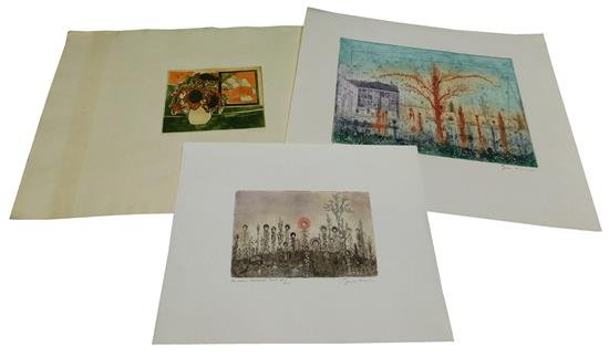 Appraisal: Three th C prints two by Anola Gross Anola Gross