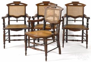 Appraisal: Four Victorian cane seat armchairs