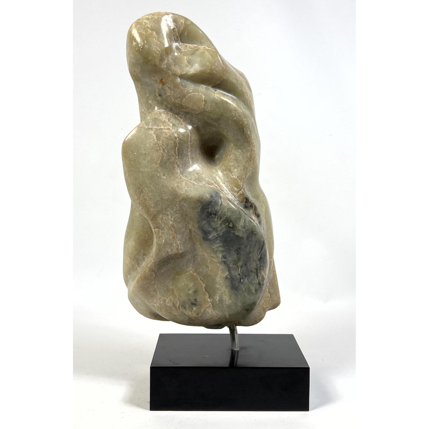 Appraisal: Organic Carved Stone Abstract Sculpture Black Base Dimensions H inches