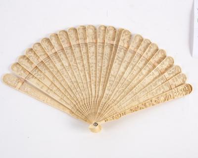 Appraisal: A th Century Cantonese ivory bris fan carved and pierced