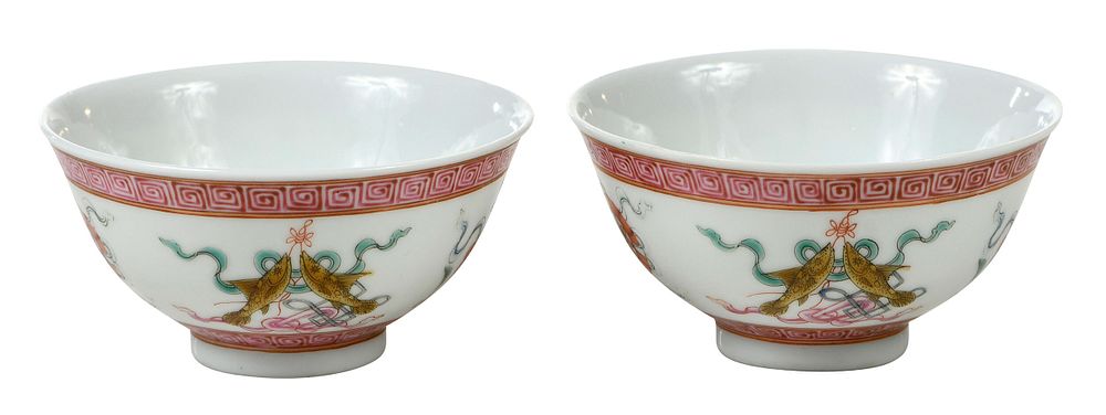 Appraisal: Pair of Republic Famille Rose Porcelain Tea Bowls each with