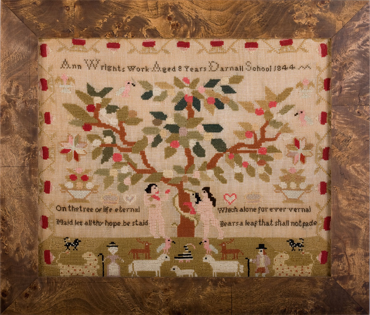 Appraisal: NEEDLEWORK SAMPLER OF TREE OF LIFE Worked in cross and