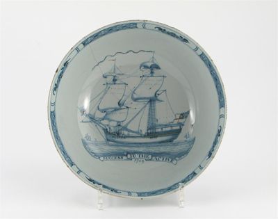 Appraisal: Naval interest a rare Delftware bowl the interior painted with