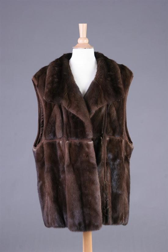 Appraisal: LADY'S MAHOGANY MINK AND LEATHER VEST Andriana Furs Washington DC