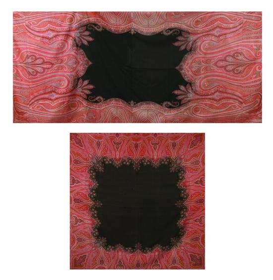 Appraisal: TWO WOOL PAISLEY SHAWLS th century One with chocolate brown